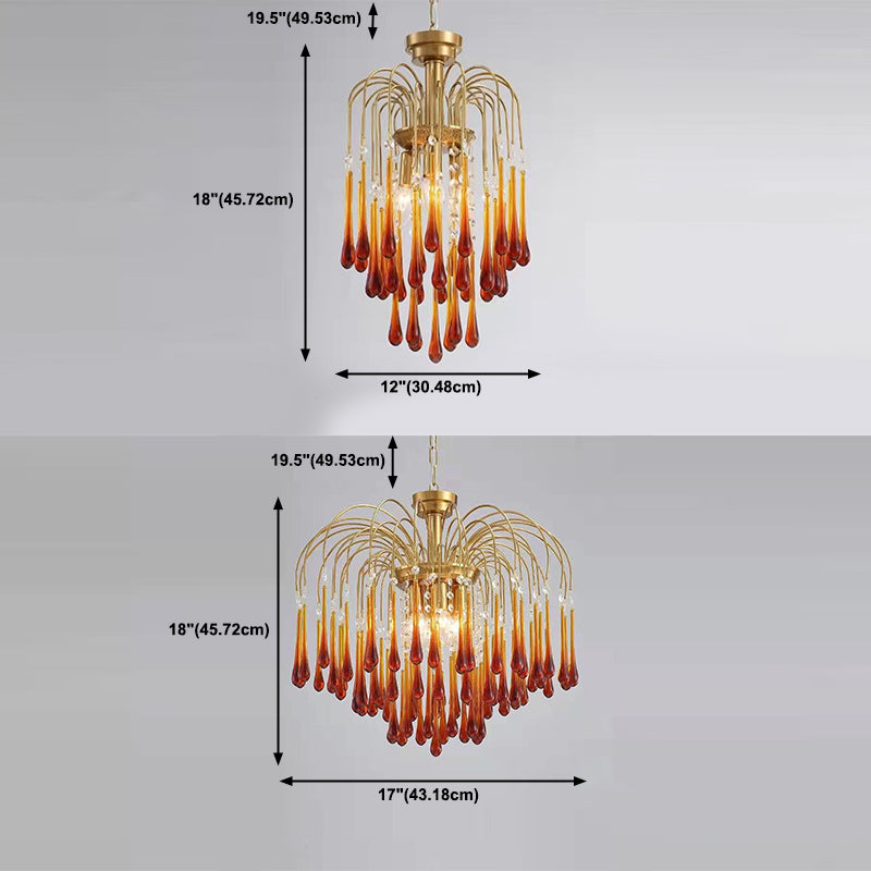 American Water Droplets Shape Chandelier Gold Chandelier Pendant for Dining Room