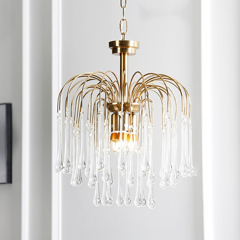 American Water Droplets Shape Chandelier Gold Chandelier Pendant for Dining Room