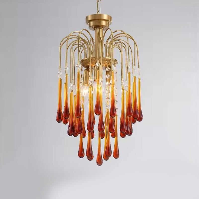 American Water Droplets Shape Chandelier Gold Chandelier Pendant for Dining Room