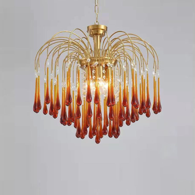 American Water Droplets Shape Chandelier Gold Chandelier Pendant for Dining Room