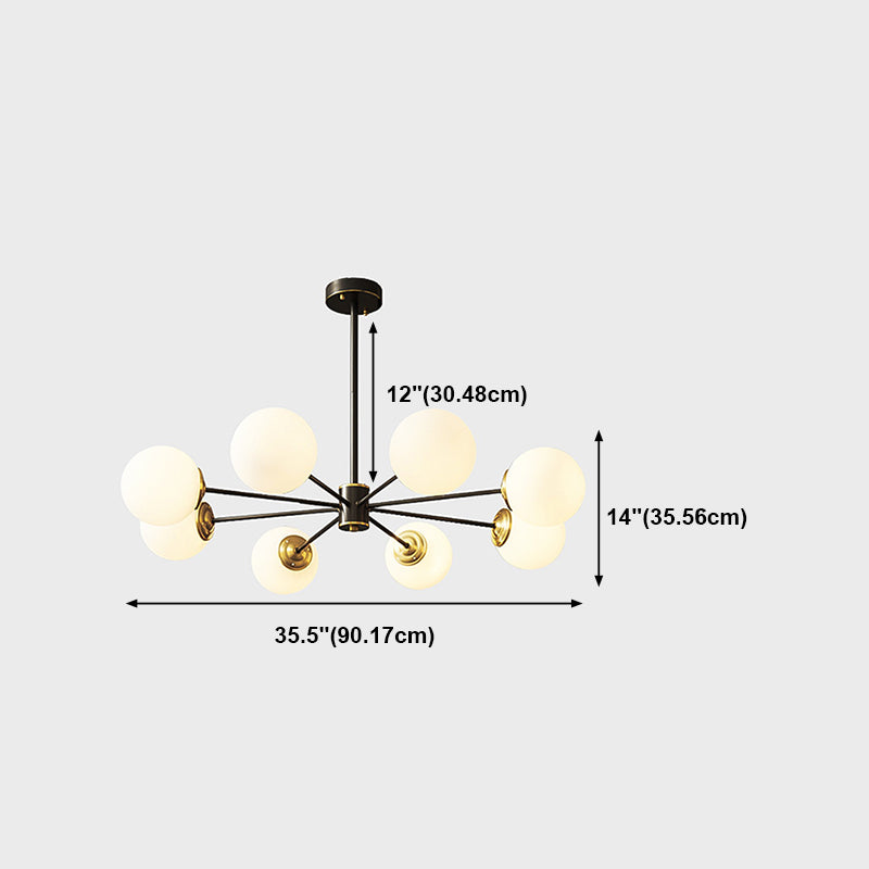 Spherical Shape Hanging Chandelier Modern Style Glass Multi Light Hanging Lamp for Bedside