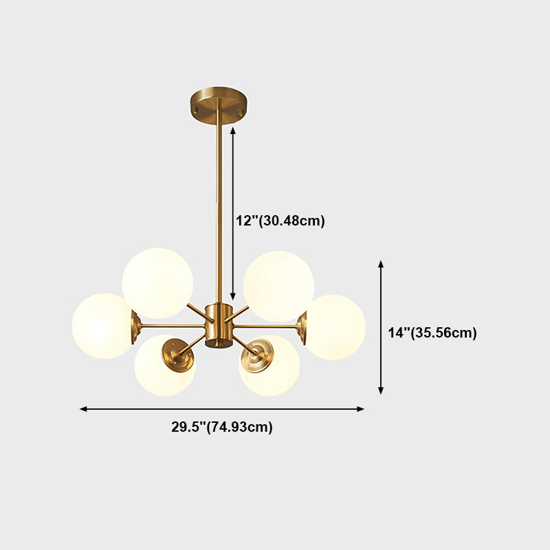 Spherical Shape Hanging Chandelier Modern Style Glass Multi Light Hanging Lamp for Bedside