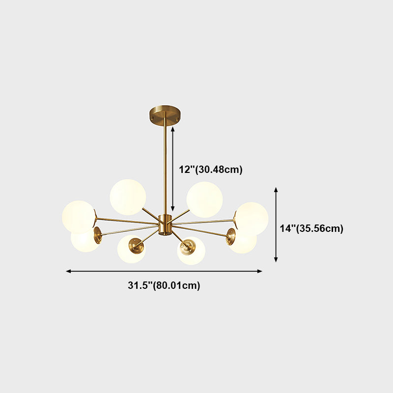 Spherical Shape Hanging Chandelier Modern Style Glass Multi Light Hanging Lamp for Bedside