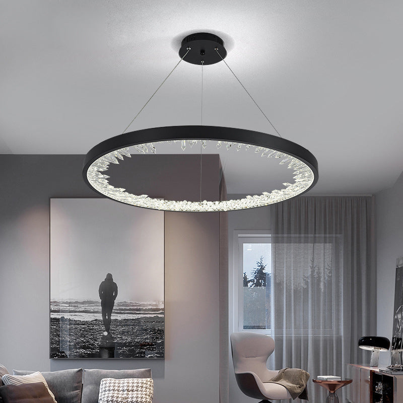 Aluminum Circle Chandelier Lamp Simple Bedroom Chandelier Light