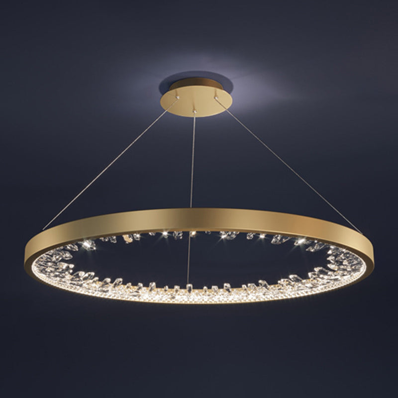 Aluminum Circle Chandelier Lamp Simple Bedroom Chandelier Light