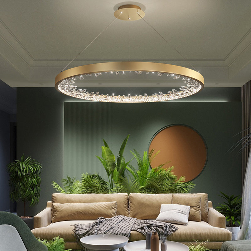 Aluminum Circle Chandelier Lamp Simple Bedroom Chandelier Light