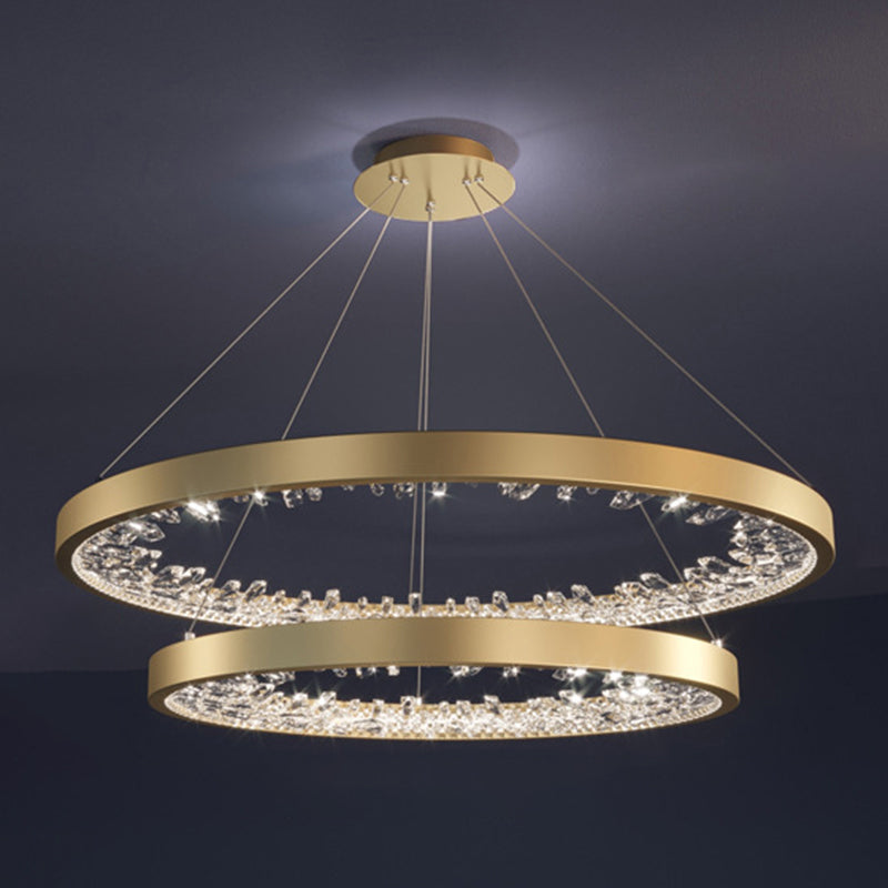 Aluminum Circle Chandelier Lamp Simple Bedroom Chandelier Light