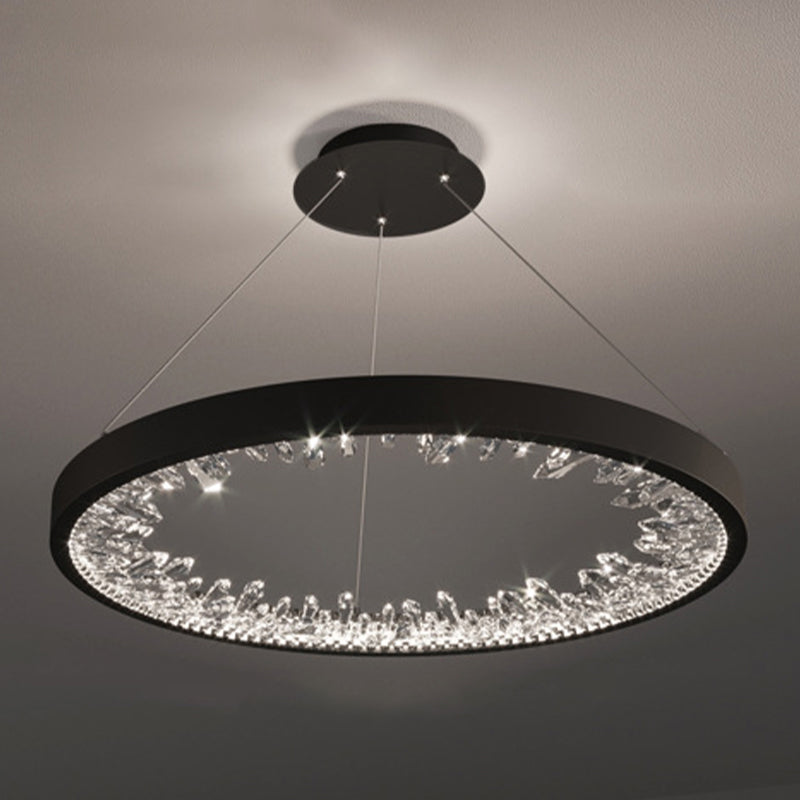 Aluminum Circle Chandelier Lamp Simple Bedroom Chandelier Light