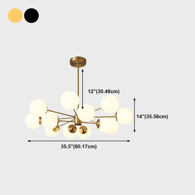 Spherical Shape Hanging Chandelier Modern Style Glass Multi Light Hanging Lamp for Bedroom