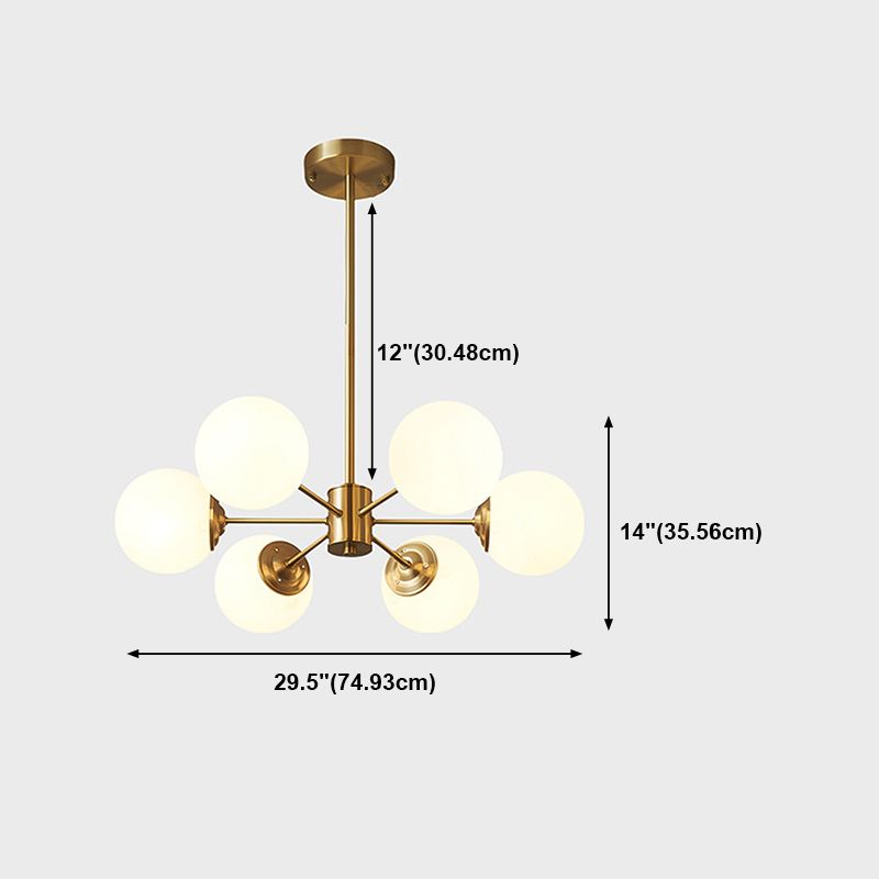 Spherical Shape Hanging Chandelier Modern Style Glass Multi Light Hanging Lamp for Bedroom