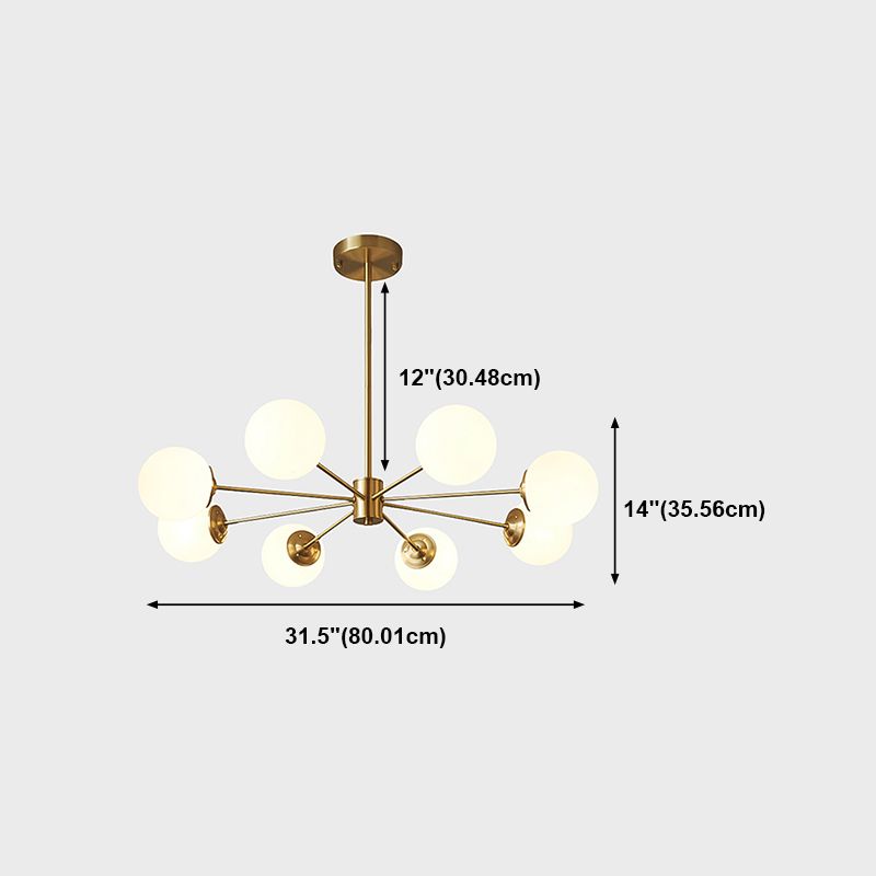 Spherical Shape Hanging Chandelier Modern Style Glass Multi Light Hanging Lamp for Bedroom