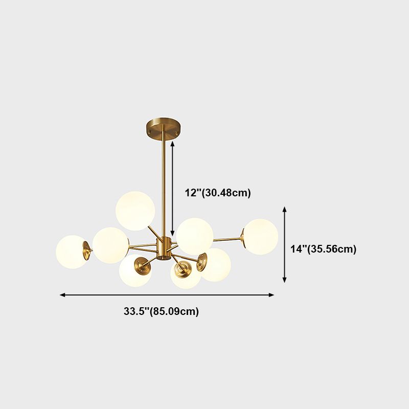 Spherical Shape Hanging Chandelier Modern Style Glass Multi Light Hanging Lamp for Bedroom