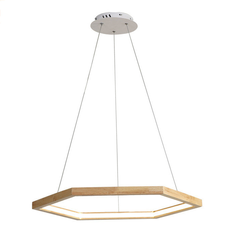 1 Light Geometric Pendant Lighting Modern Style Wood Drop Lamp