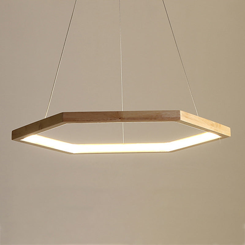 1 Light Geometric Pendant Lighting Modern Style Wood Drop Lamp