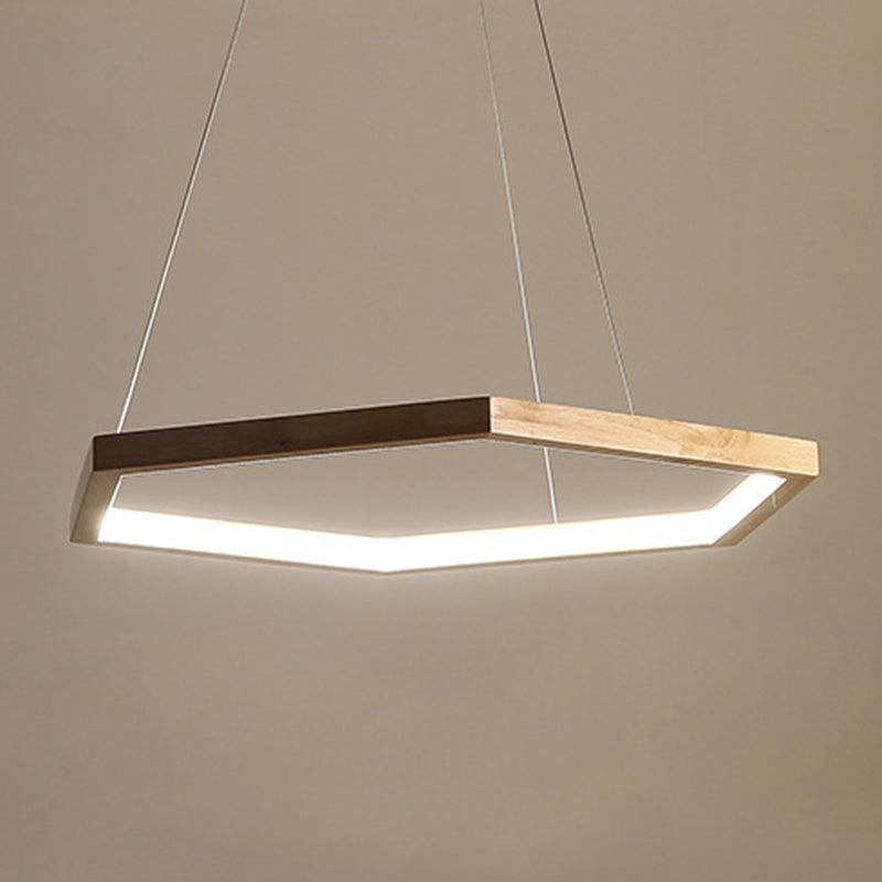 1 Light Geometric Pendant Lighting Modern Style Wood Drop Lamp