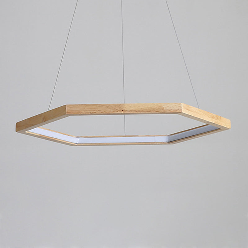 1 Light Geometric Pendant Lighting Modern Style Wood Drop Lamp