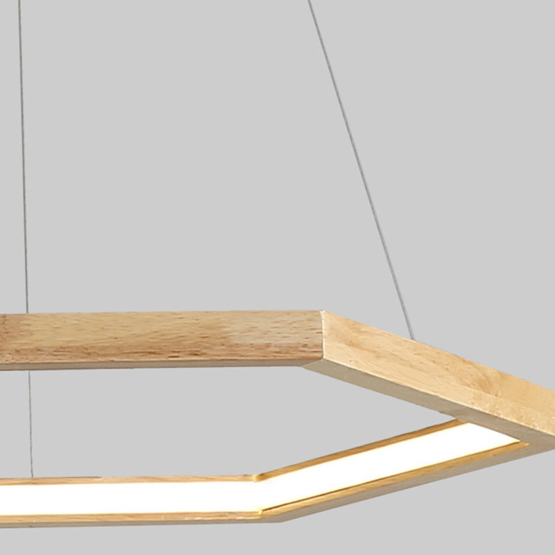 1 Light Geometric Pendant Lighting Modern Style Wood Drop Lamp