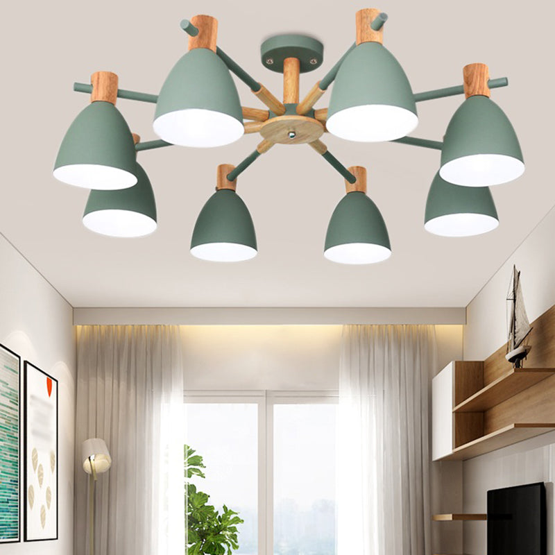 Cone Shape Hanging Chandelier Modern Macaron Style Metal Multi Light Hanging Lamp