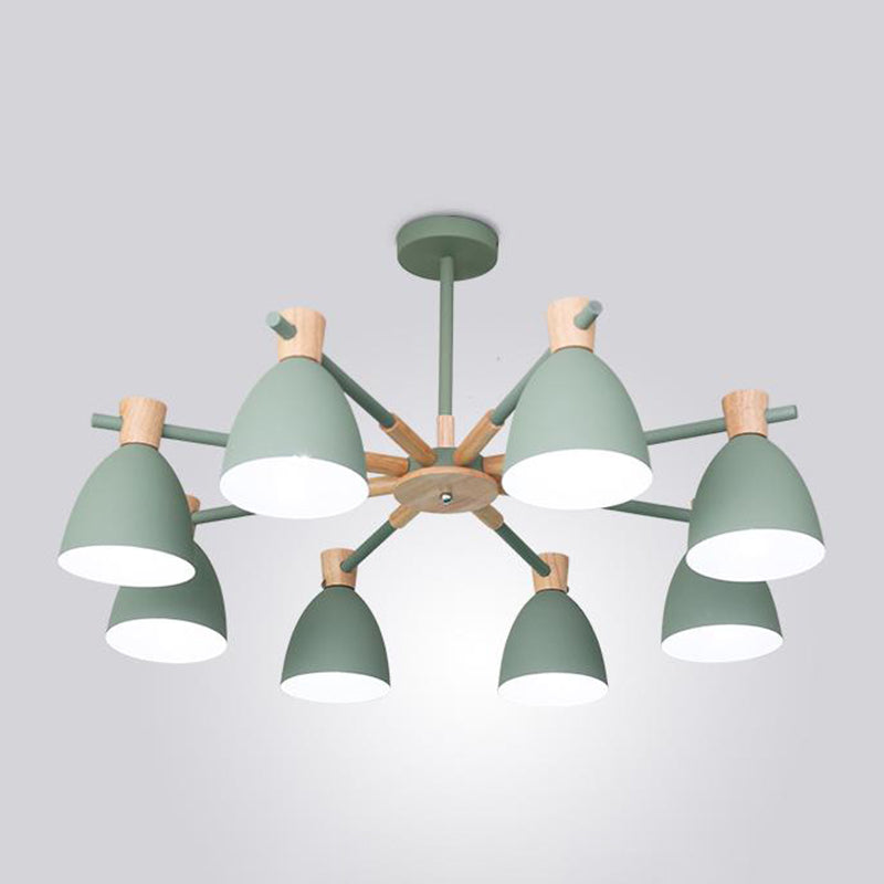 Cone Shape Hanging Chandelier Modern Macaron Style Metal Multi Light Hanging Lamp