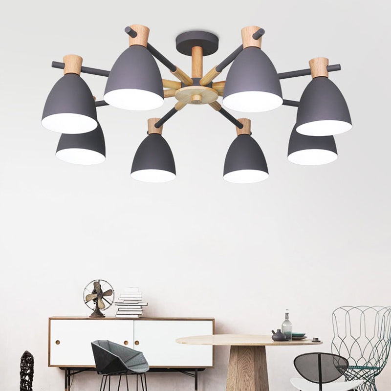 Cone Shape Hanging Chandelier Modern Macaron Style Metal Multi Light Hanging Lamp