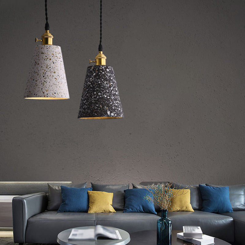 Modern Style Hanging Light Fixture 1-Light Pendant Light with Stone Shade for Bedroom