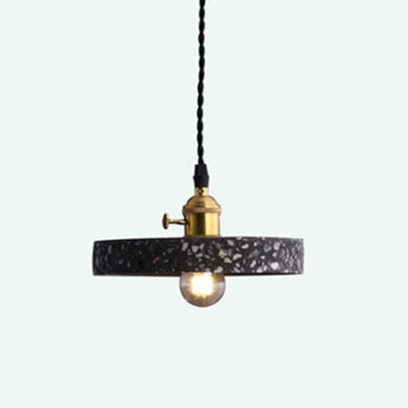 Modern Style Hanging Light Fixture 1-Light Pendant Light with Stone Shade for Bedroom