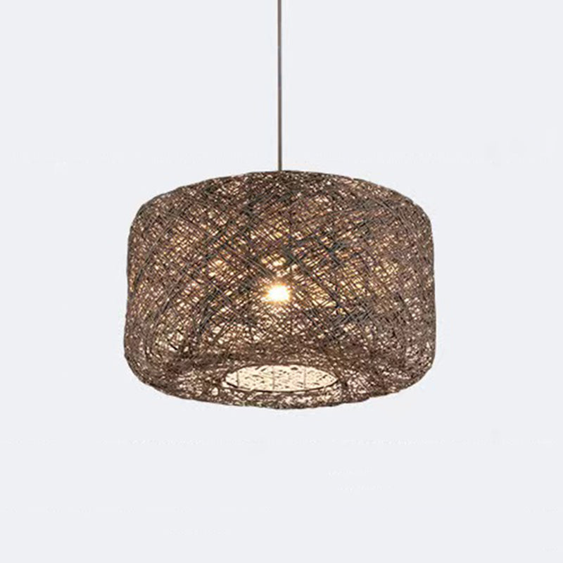 Asian Style Hanging Light Fixture 1-Light Pendant Light for Bedroom