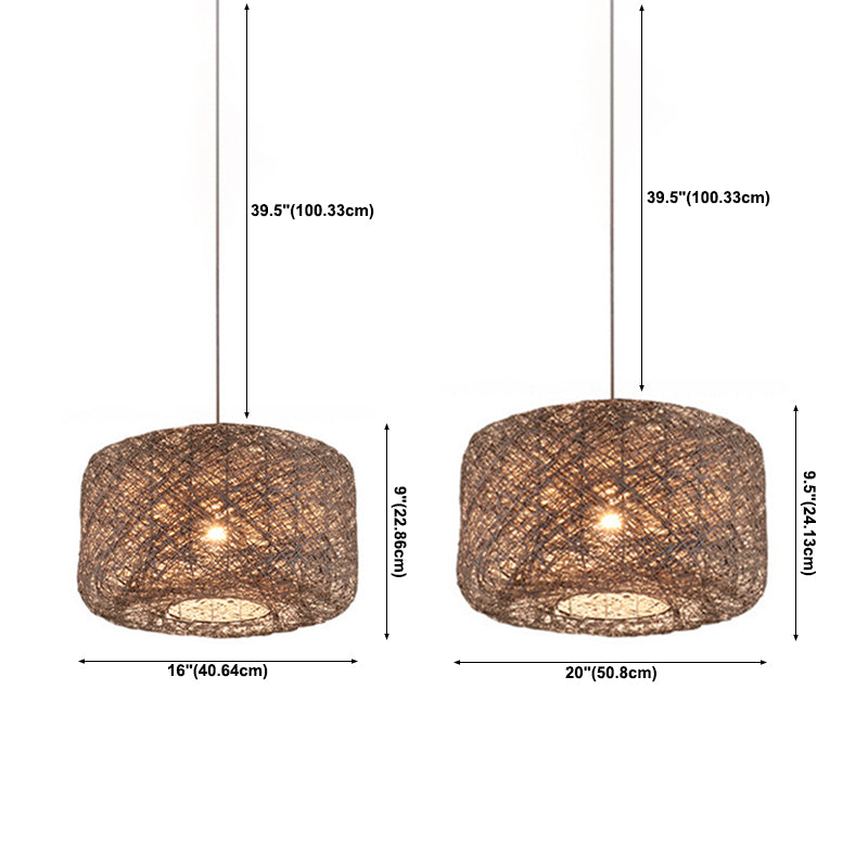 Asian Style Hanging Light Fixture 1-Light Pendant Light for Bedroom
