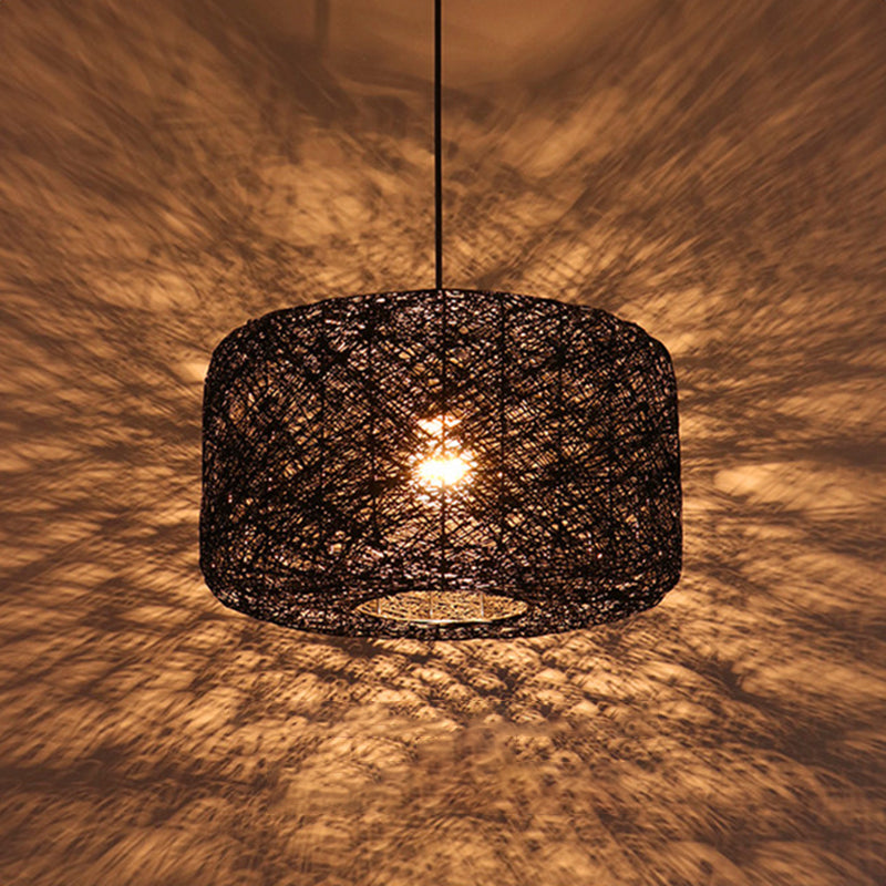 Asian Style Hanging Light Fixture 1-Light Pendant Light for Bedroom