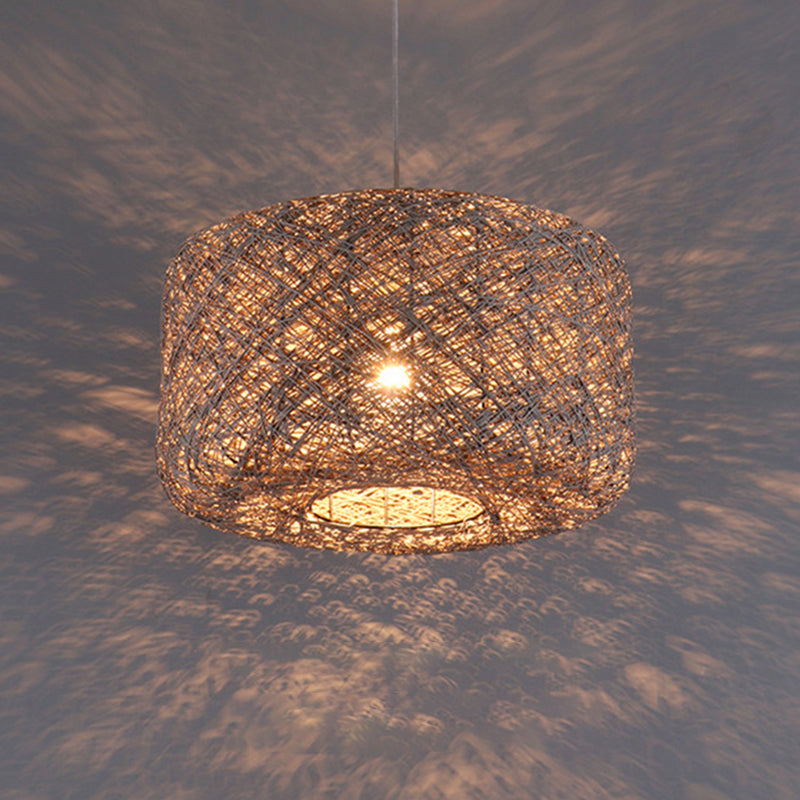 Asian Style Hanging Light Fixture 1-Light Pendant Light for Bedroom