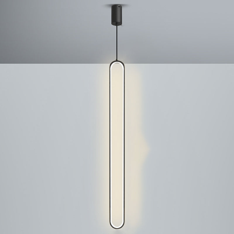 Nordic Style Aluminum Pendant Light Ellipse Shape LED Ceiling Lamp for Living Room