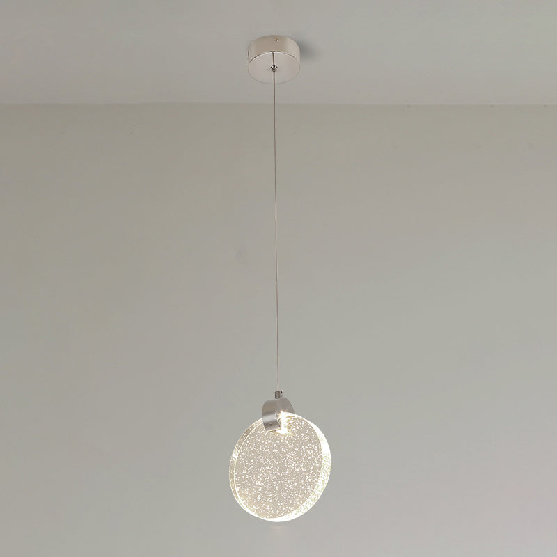 1-Light Hanging Light Fixture Modern LED Pendant Lamp with Crystal Shade for Bedroom