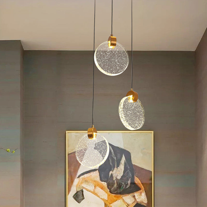 1-Light Hanging Light Fixture Modern LED Pendant Lamp with Crystal Shade for Bedroom