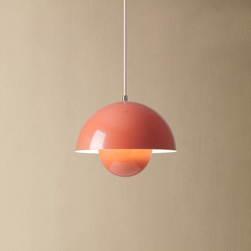 Macaron Style Hanging Light Fixture 1-Light Pendant Lamp with Aluminum Shade