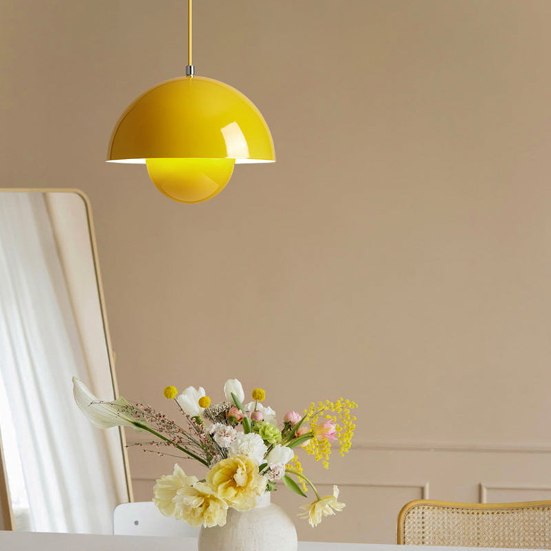 Macaron Style Hanging Light Fixture 1-Light Pendant Lamp with Aluminum Shade