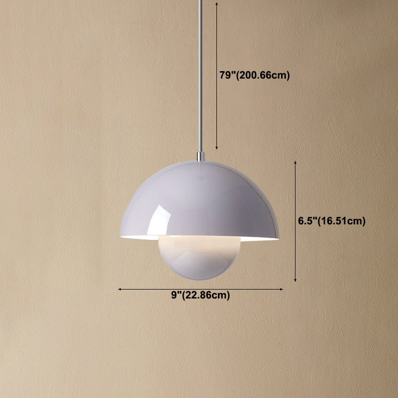 Macaron Style Hanging Light Fixture 1-Light Pendant Lamp with Aluminum Shade