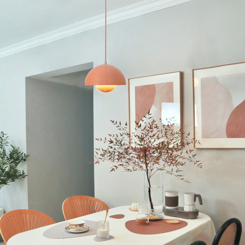 Macaron Style Hanging Light Fixture 1-Light Pendant Lamp with Aluminum Shade