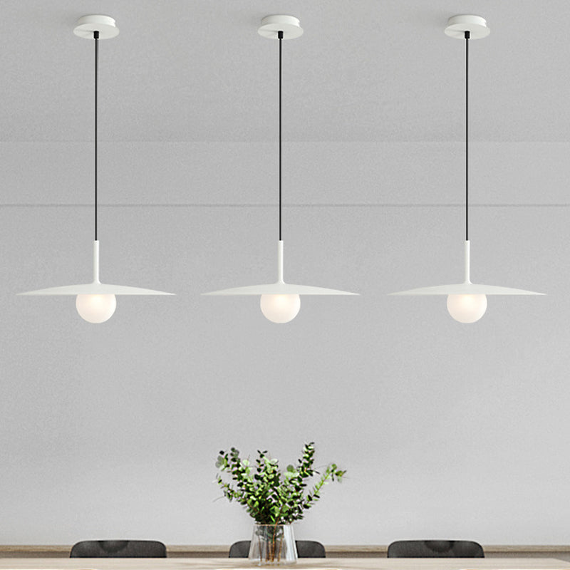 Modern Simple Metal Ceiling Lamp Disk Shape Pendant Light with Glass Shade for Bedroom