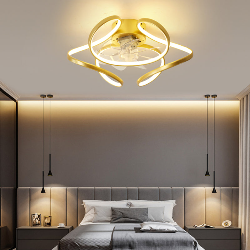 Metal Geometric Ceiling Fan Light Modern Style Multi Lights Flush Mount Lamp