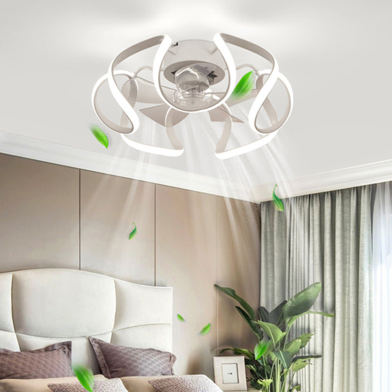 Metal Geometric Ceiling Fan Light Modern Style Multi Lights Flush Mount Lamp