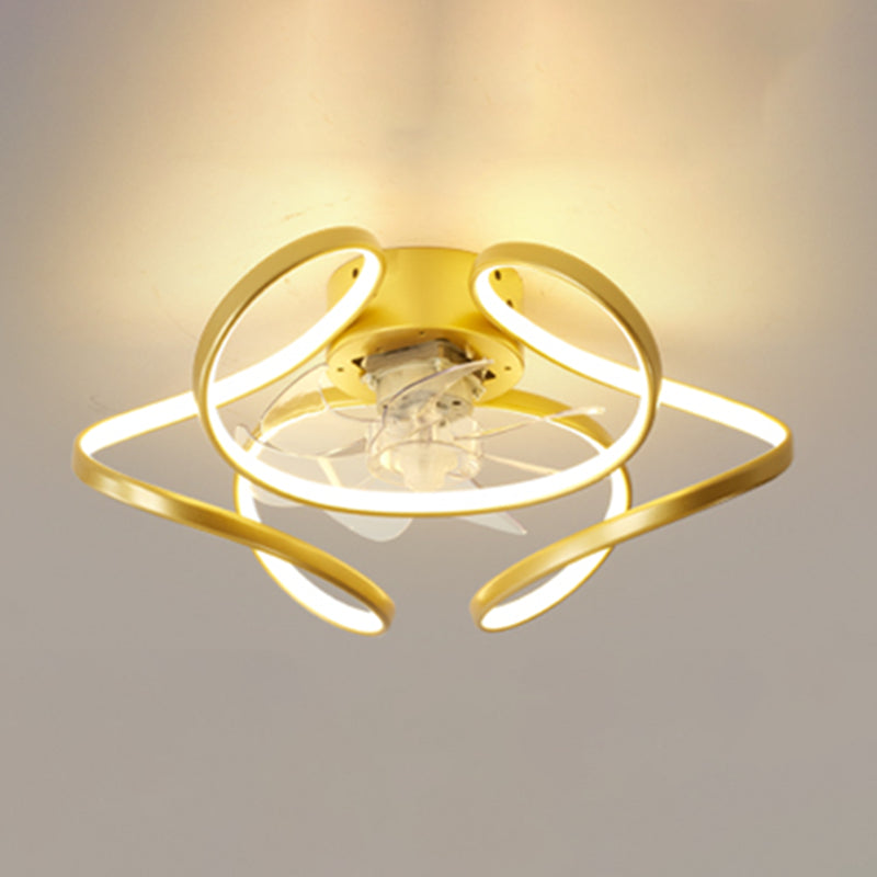 Metal Geometric Ceiling Fan Light Modern Style Multi Lights Flush Mount Lamp