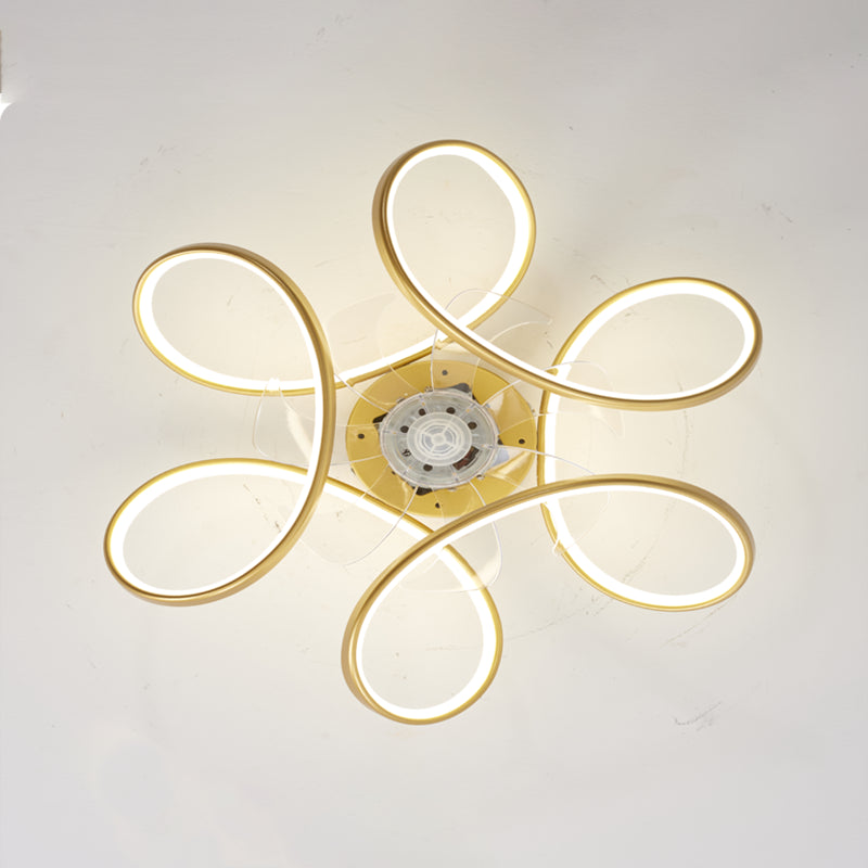 Metal Geometric Ceiling Fan Light Modern Style Multi Lights Flush Mount Lamp