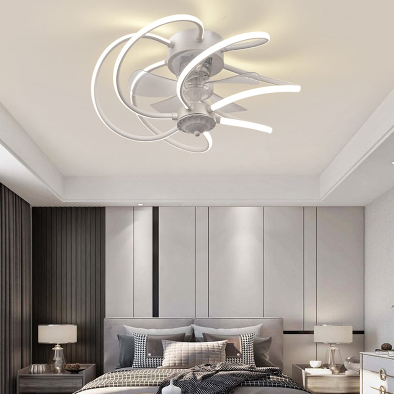 Metal Geometric Ceiling Fan Light Modern Style Multi Lights Flush Mount Lamp