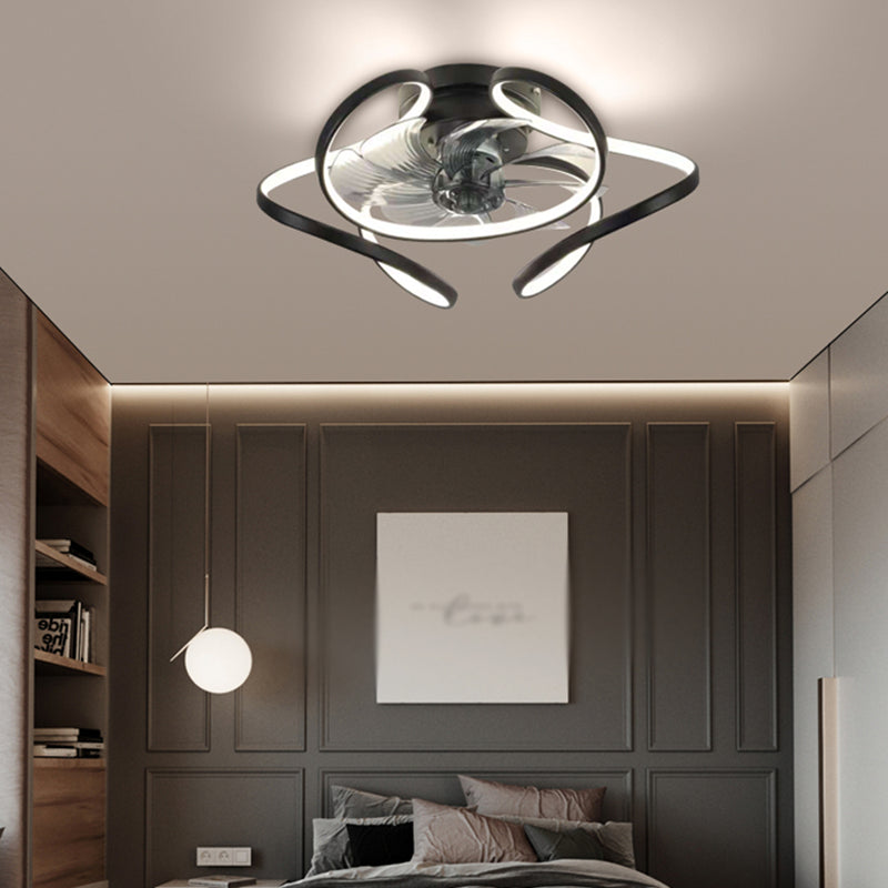 Metal Geometric Ceiling Fan Light Modern Style Multi Lights Flush Mount Lamp