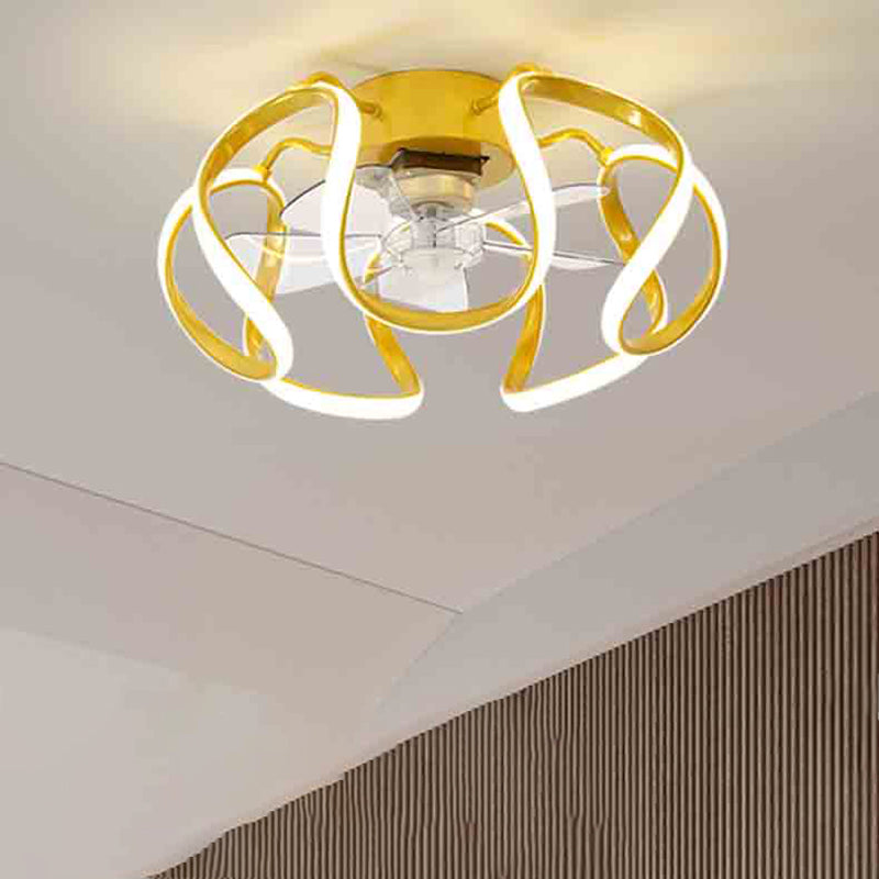 Metal Geometric Ceiling Fan Light Modern Style Multi Lights Flush Mount Lamp