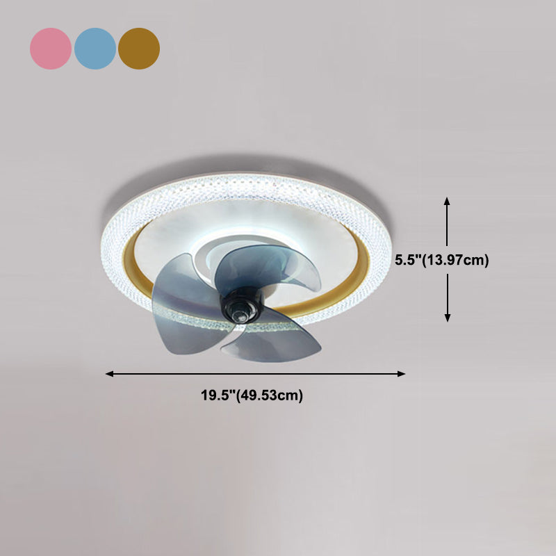 Metal Round Ceiling Fan Lights Modern Style 2 Lights Flush Mount Lamp