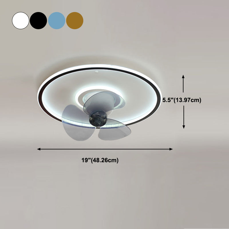 Metal Round Ceiling Fan Lights Modern Style 2 Lights Flush Mount Lamp