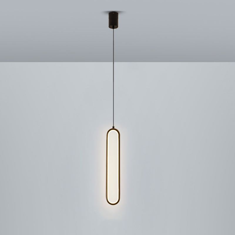 Minimalist Pendant Light Metal Linear LED Pendant Lamp in Black and Gold