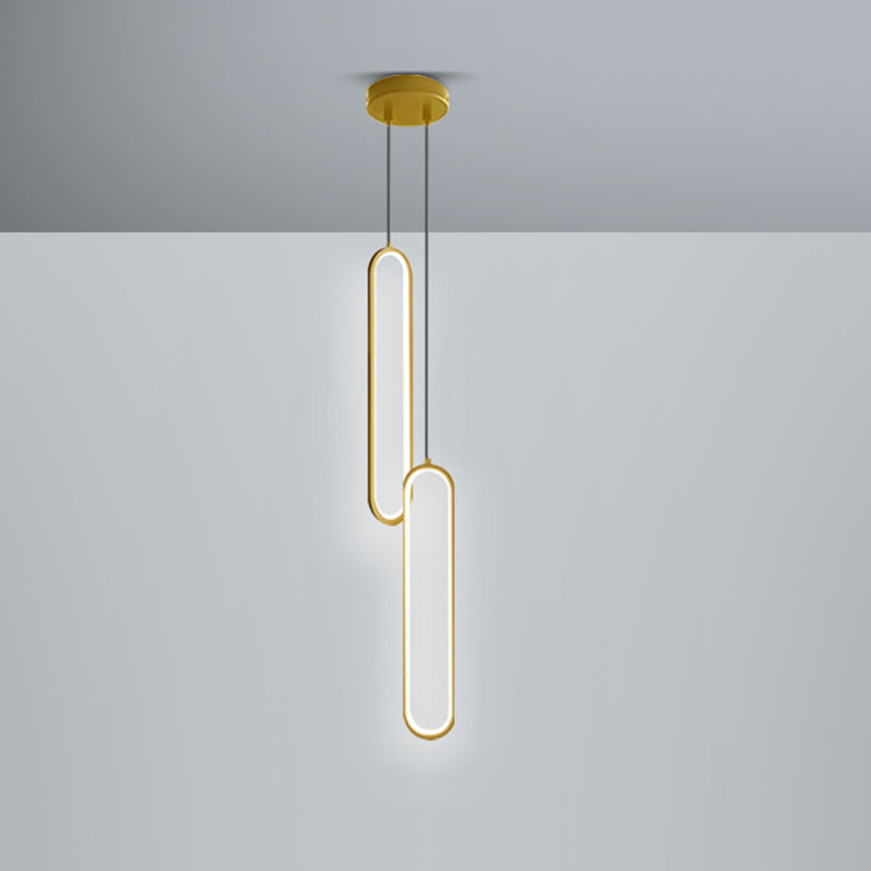 Minimalist Pendant Light Metal Linear LED Pendant Lamp in Black and Gold