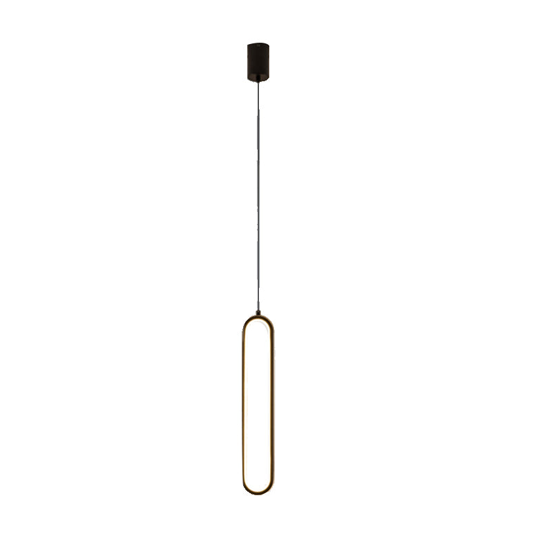 Minimalist Pendant Light Metal Linear LED Pendant Lamp in Black and Gold